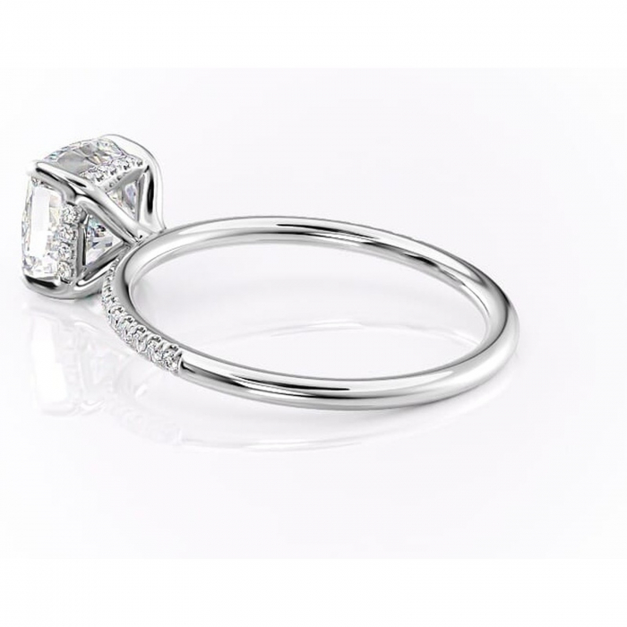 Inel de logodnă Isadora din aur Alb 14kt cu moissanite tăietură pernă – Montură pavé rafinată pentru profil înalt | Personalizează și configurează gratuit online [5]