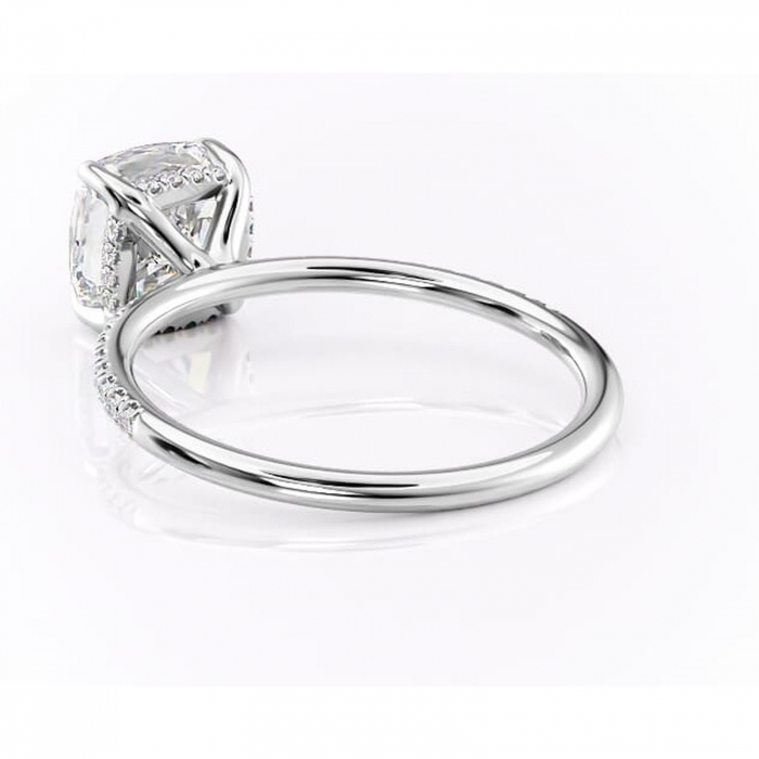 Inel de logodnă Isadora din aur Alb 14kt cu moissanite tăietură pernă – Montură pavé rafinată pentru profil înalt | Personalizează și configurează gratuit online [4]