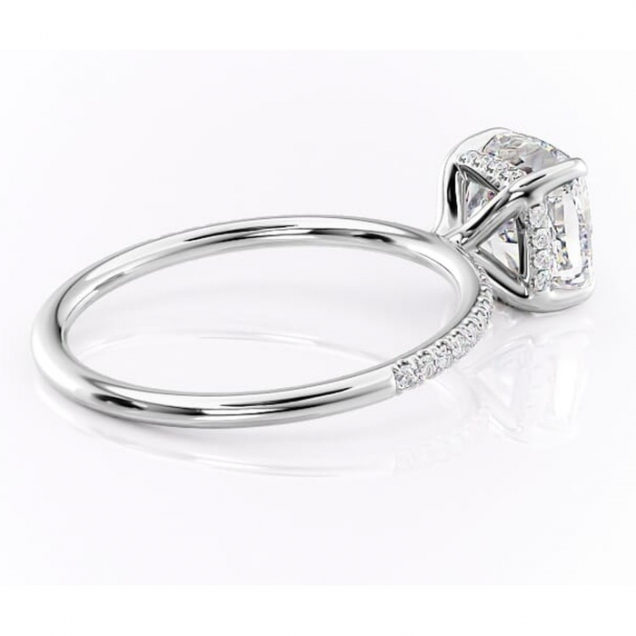 Inel de logodnă Isadora din aur Alb 14kt cu moissanite tăietură pernă – Montură pavé rafinată pentru profil înalt | Personalizează și configurează gratuit online [3]