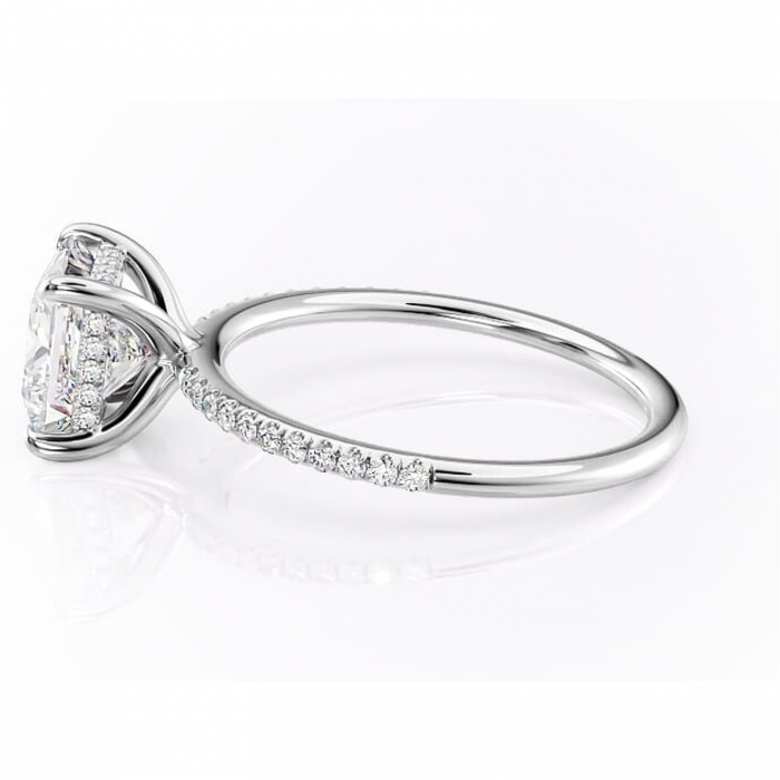 Inel de logodnă Isadora din aur Alb 14kt cu moissanite tăietură princess – Montură pavé rafinată pentru profil înalt | Personalizează și configurează gratuit online [6]