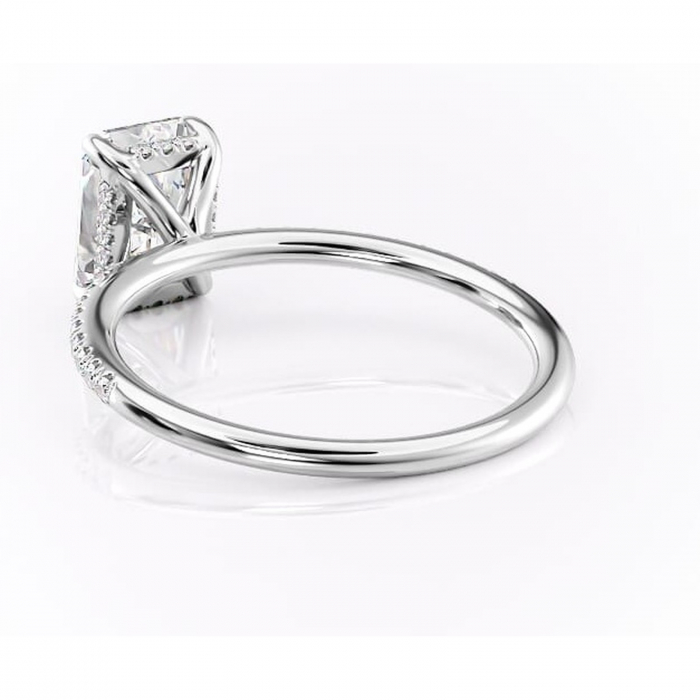 Inel de logodnă Isadora din aur Alb 14kt cu moissanite tăietură radiantă – Montură pavé rafinată pentru profil înalt | Personalizează și configurează gratuit online [4]