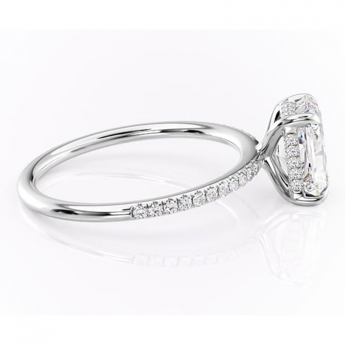 Inel de logodnă Isadora din aur Alb 14kt cu moissanite tăietură radiantă – Montură pavé rafinată pentru profil înalt | Personalizează și configurează gratuit online [2]