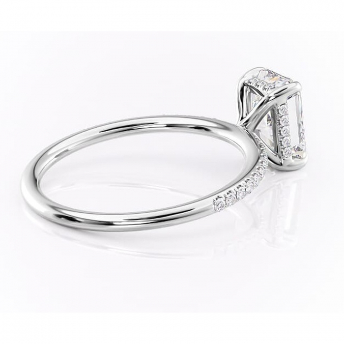 Inel de logodnă Isadora din aur Alb 14kt cu moissanite tăietură radiantă – Montură pavé rafinată pentru profil înalt | Personalizează și configurează gratuit online [3]