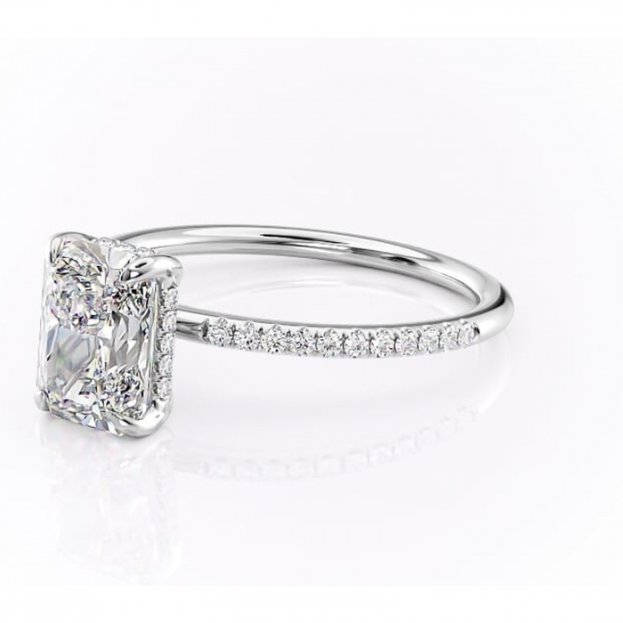 Inel de logodnă Isadora din aur Alb 14kt cu moissanite tăietură radiantă – Montură pavé rafinată pentru profil înalt | Personalizează și configurează gratuit online [7]