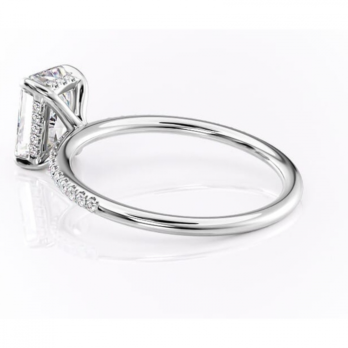 Inel de logodnă Isadora din aur Alb 14kt cu moissanite tăietură radiantă – Montură pavé rafinată pentru profil înalt | Personalizează și configurează gratuit online [5]