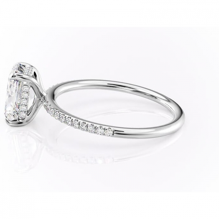 Inel de logodnă Isadora din aur Alb 14kt cu moissanite tăietură radiantă – Montură pavé rafinată pentru profil înalt | Personalizează și configurează gratuit online [6]