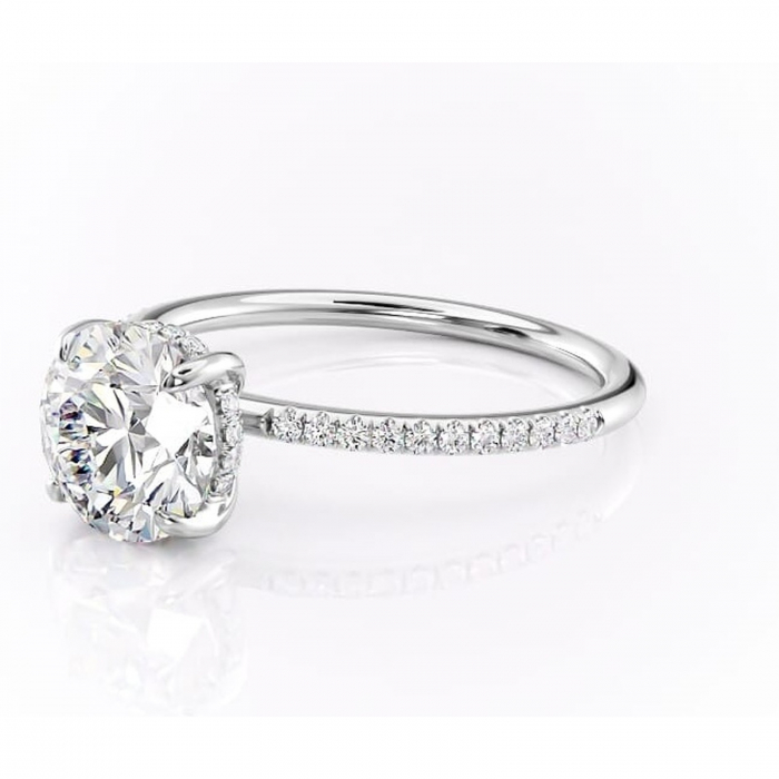 Inel de logodnă Isadora din aur Alb 14kt cu moissanite tăietură rotundă – Montură pavé rafinată pentru profil înalt | Personalizează și configurează gratuit online [7]