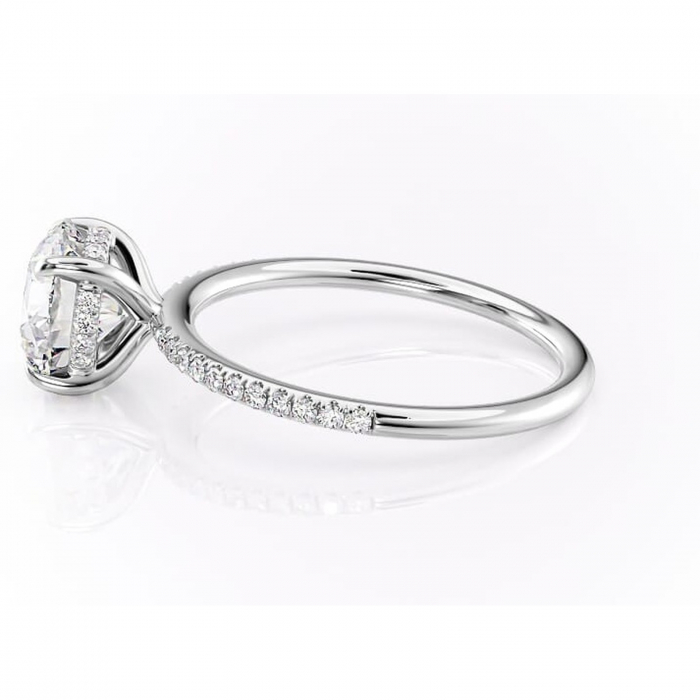 Inel de logodnă Isadora din aur Alb 14kt cu moissanite tăietură rotundă – Montură pavé rafinată pentru profil înalt | Personalizează și configurează gratuit online [6]