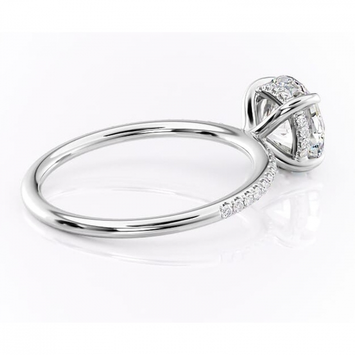 Inel de logodnă Isadora din aur Alb 14kt cu moissanite tăietură rotundă – Montură pavé rafinată pentru profil înalt | Personalizează și configurează gratuit online [3]