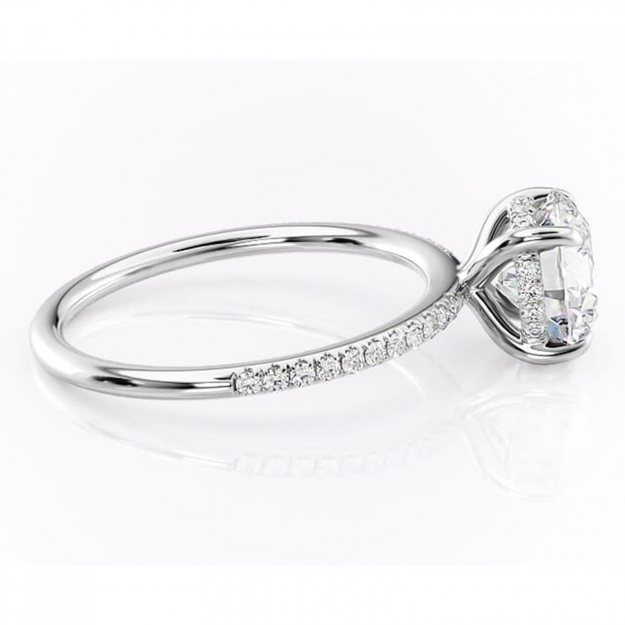 Inel de logodnă Isadora din aur Alb 14kt cu moissanite tăietură rotundă – Montură pavé rafinată pentru profil înalt | Personalizează și configurează gratuit online [2]