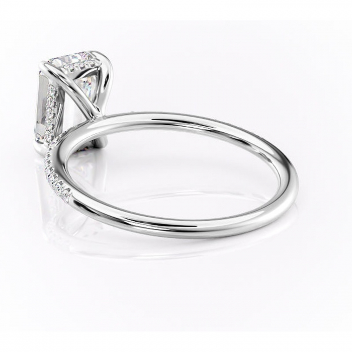 Inel de logodnă Isadora din aur Alb 14kt cu moissanite tăietură smarald – Montură pavé rafinată pentru profil înalt | Personalizează și configurează gratuit online [4]