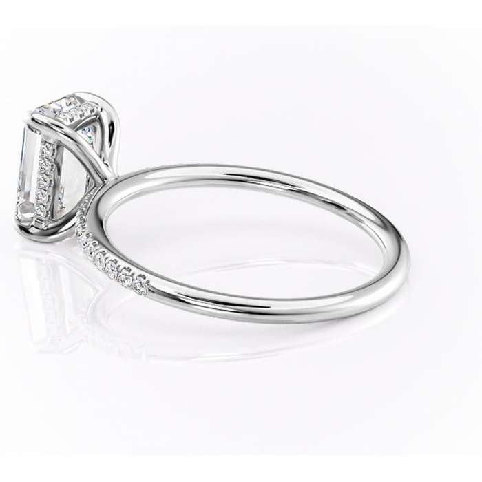 Inel de logodnă Isadora din aur Alb 14kt cu moissanite tăietură smarald – Montură pavé rafinată pentru profil înalt | Personalizează și configurează gratuit online [5]