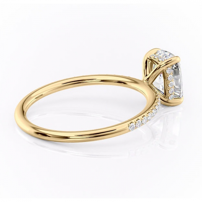 Inel de logodnă Isadora din aur Galben 14kt cu moissanite tăietură pernă – Montură pavé rafinată pentru profil înalt | Personalizează și configurează gratuit online [3]