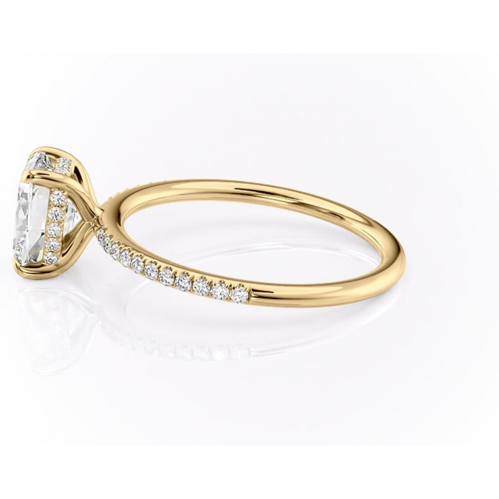 Inel de logodnă Isadora din aur Galben 14kt cu moissanite tăietură pernă – Montură pavé rafinată pentru profil înalt | Personalizează și configurează gratuit online [6]