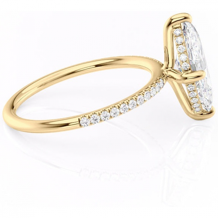 Inel de logodnă Isadora din aur Galben 14kt cu moissanite tăietură marquise – Montură pavé rafinată pentru profil înalt | Personalizează și configurează gratuit online [2]