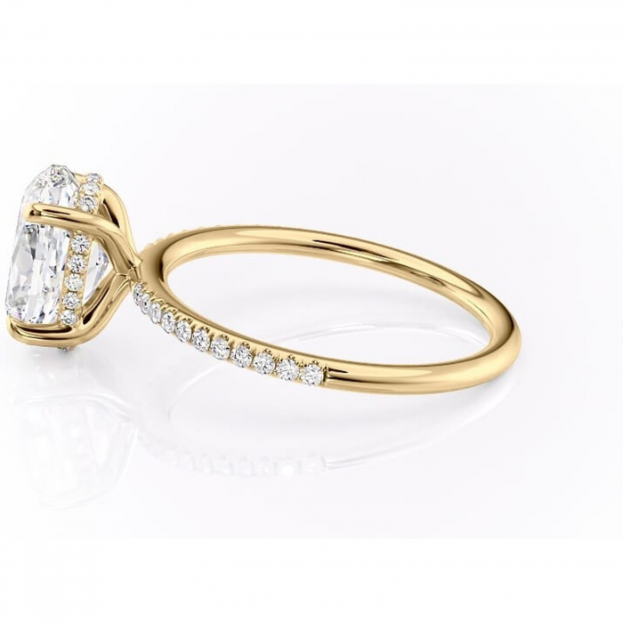 Inel de logodnă Isadora din aur Galben 14kt cu moissanite tăietură ovală – Montură pavé rafinată pentru profil înalt | Personalizează și configurează gratuit online [6]