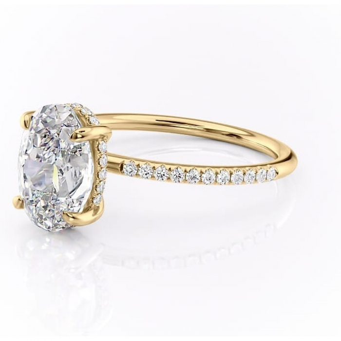 Inel de logodnă Isadora din aur Galben 14kt cu moissanite tăietură ovală – Montură pavé rafinată pentru profil înalt | Personalizează și configurează gratuit online [7]