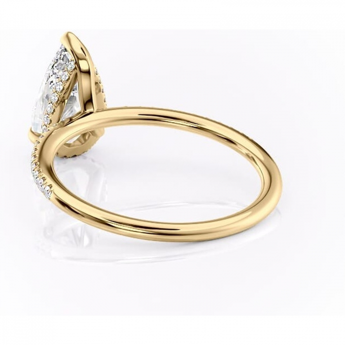 Inel de logodnă Isadora din aur Galben 18kt cu moissanite tăietură pară – Montură pavé rafinată pentru profil înalt | Personalizează și configurează gratuit online [4]