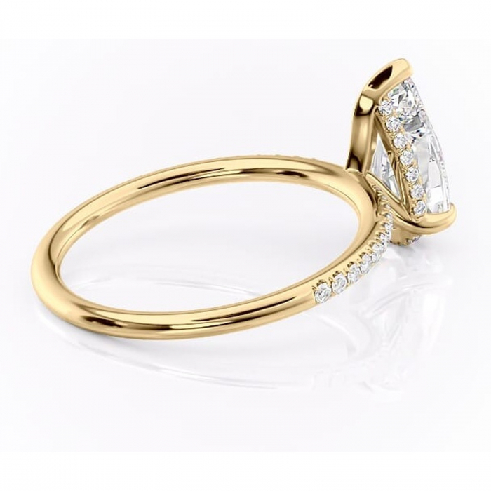Inel de logodnă Isadora din aur Galben 18kt cu moissanite tăietură pară – Montură pavé rafinată pentru profil înalt | Personalizează și configurează gratuit online [3]