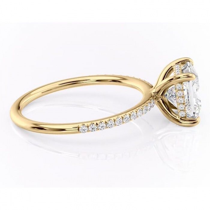 Inel de logodnă Isadora din aur Galben 14kt cu moissanite tăietură princess – Montură pavé rafinată pentru profil înalt | Personalizează și configurează gratuit online [2]