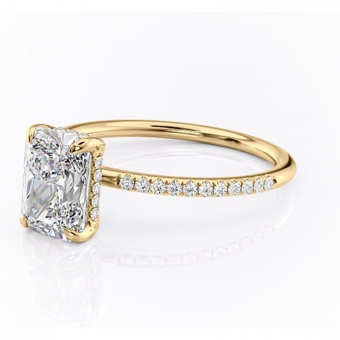 Inel de logodnă Isadora din aur Galben 18kt cu moissanite tăietură radiantă – Montură pavé rafinată pentru profil înalt | Personalizează și configurează gratuit online [7]