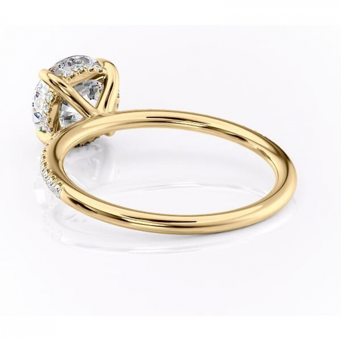Inel de logodnă Isadora din aur Galben 14kt cu moissanite tăietură rotundă – Montură pavé rafinată pentru profil înalt | Personalizează și configurează gratuit online [4]
