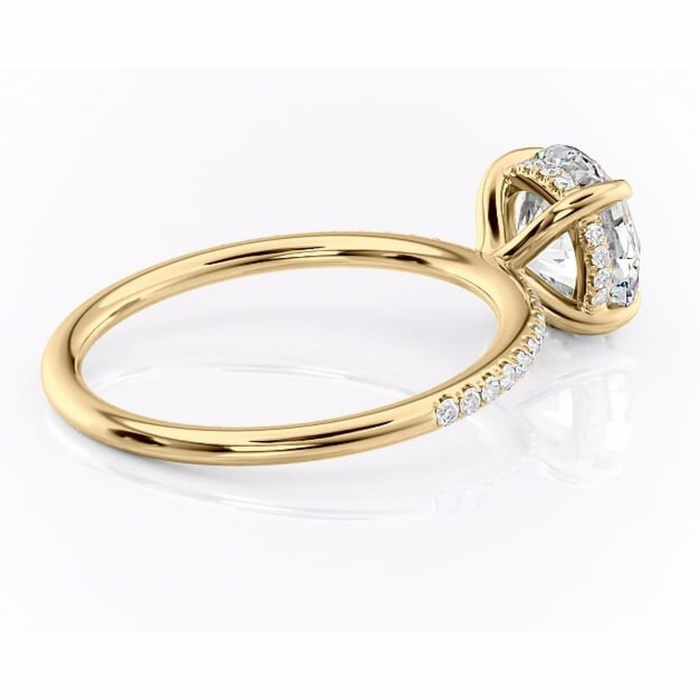 Inel de logodnă Isadora din aur Galben 14kt cu moissanite tăietură rotundă – Montură pavé rafinată pentru profil înalt | Personalizează și configurează gratuit online [3]