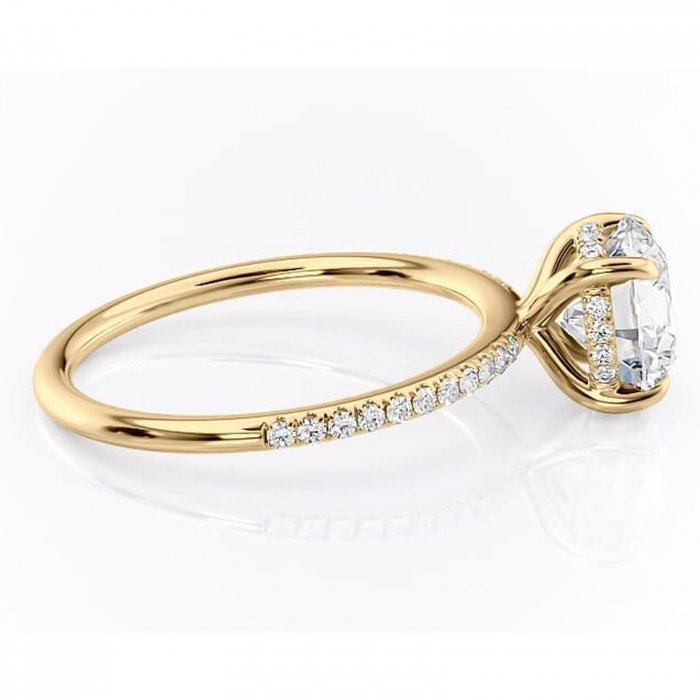 Inel de logodnă Isadora din aur Galben 14kt cu moissanite tăietură rotundă – Montură pavé rafinată pentru profil înalt | Personalizează și configurează gratuit online [2]