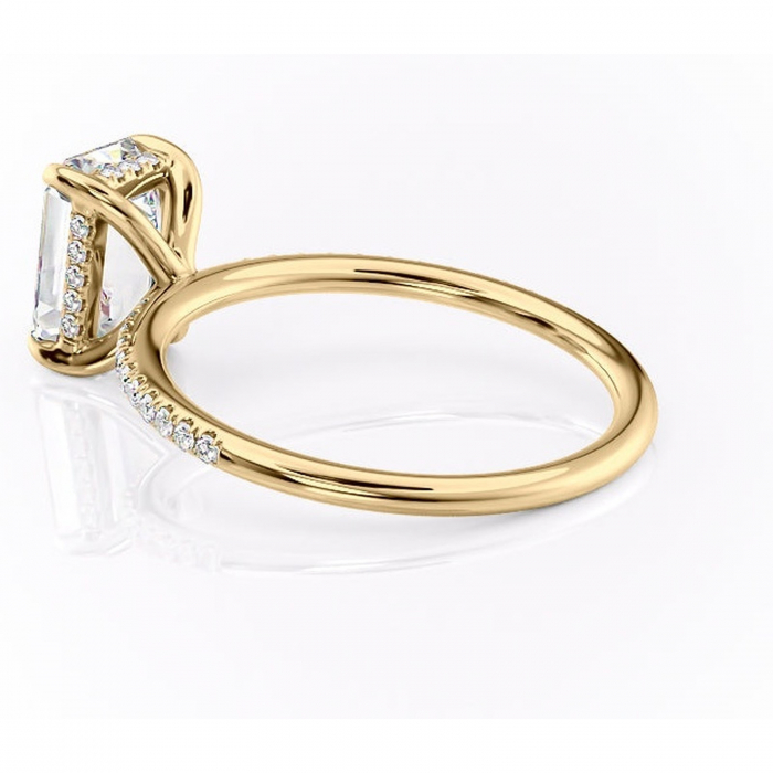 Inel de logodnă Isadora din aur Galben 14kt cu moissanite tăietură smarald – Montură pavé rafinată pentru profil înalt | Personalizează și configurează gratuit online [5]