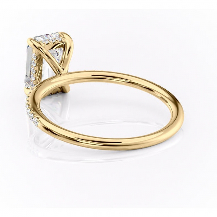Inel de logodnă Isadora din aur Galben 14kt cu moissanite tăietură smarald – Montură pavé rafinată pentru profil înalt | Personalizează și configurează gratuit online [4]