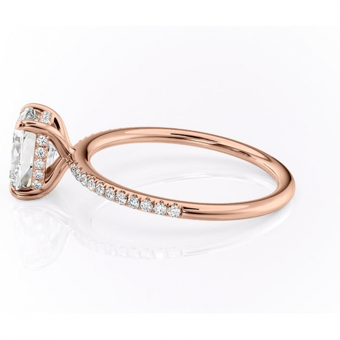 Inel de logodnă Isadora din aur Rose 14kt cu moissanite tăietură pernă – Montură pavé rafinată pentru profil înalt | Personalizează și configurează gratuit online [6]
