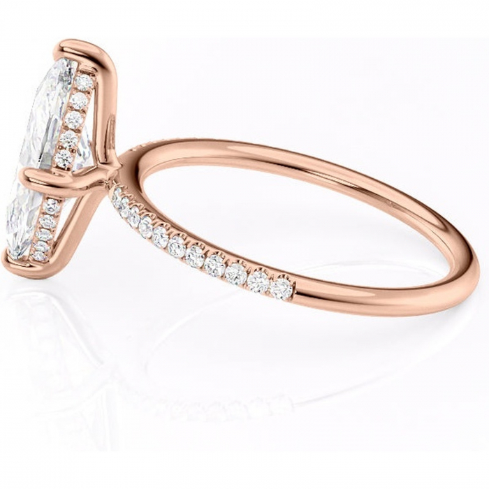 Inel de logodnă Isadora din aur Rose 14kt cu moissanite tăietură marquise – Montură pavé rafinată pentru profil înalt | Personalizează și configurează gratuit online [6]