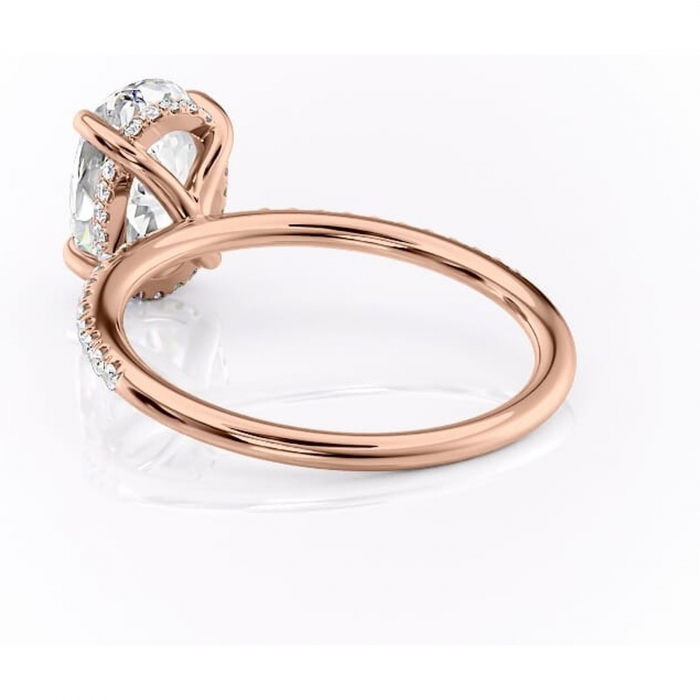 Inel de logodnă Isadora din aur Rose 14kt cu moissanite tăietură ovală – Montură pavé rafinată pentru profil înalt | Personalizează și configurează gratuit online [4]