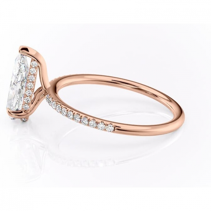 Inel de logodnă Isadora din aur Rose 18kt cu moissanite tăietură pară – Montură pavé rafinată pentru profil înalt | Personalizează și configurează gratuit online [6]