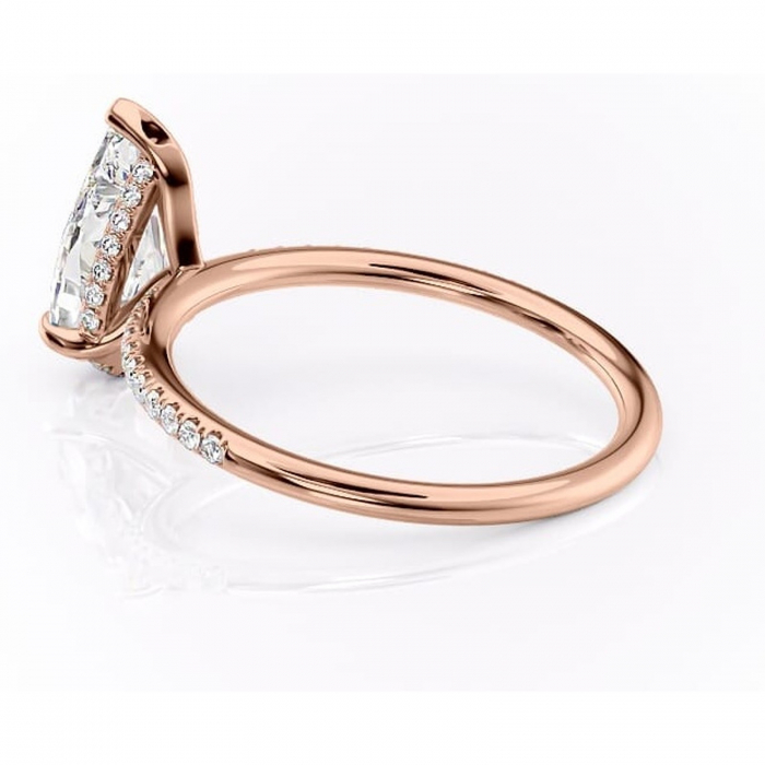 Inel de logodnă Isadora din aur Rose 18kt cu moissanite tăietură pară – Montură pavé rafinată pentru profil înalt | Personalizează și configurează gratuit online [5]