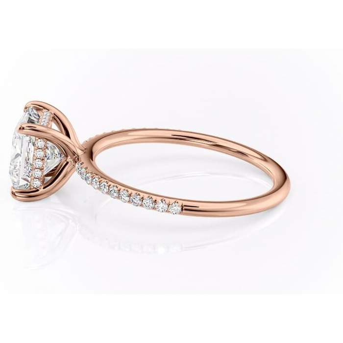 Inel de logodnă Isadora din aur Rose 14kt cu moissanite tăietură princess – Montură pavé rafinată pentru profil înalt | Personalizează și configurează gratuit online [6]