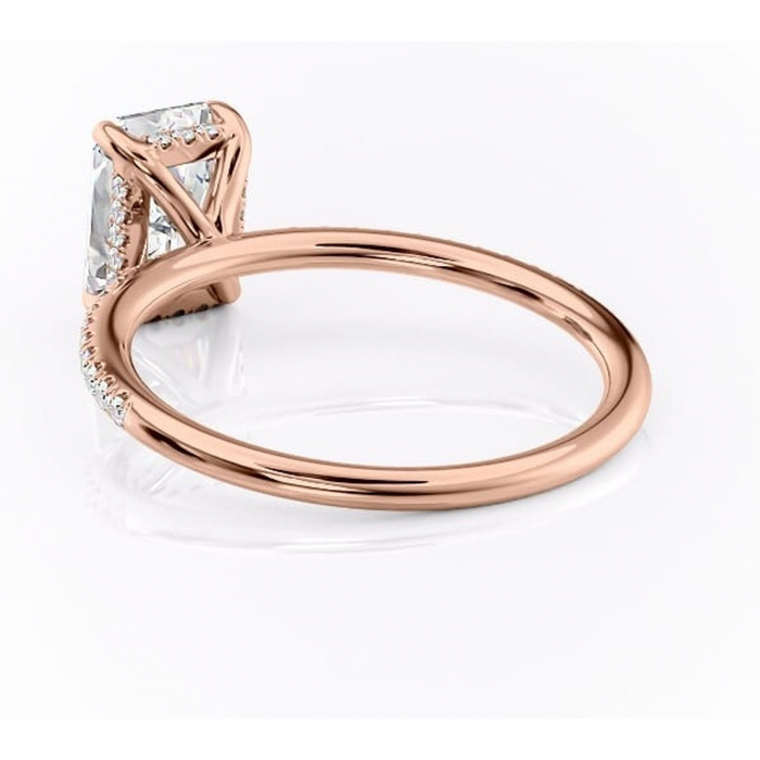 Inel de logodnă Isadora din aur Rose 14kt cu moissanite tăietură radiantă – Montură pavé rafinată pentru profil înalt | Personalizează și configurează gratuit online [4]