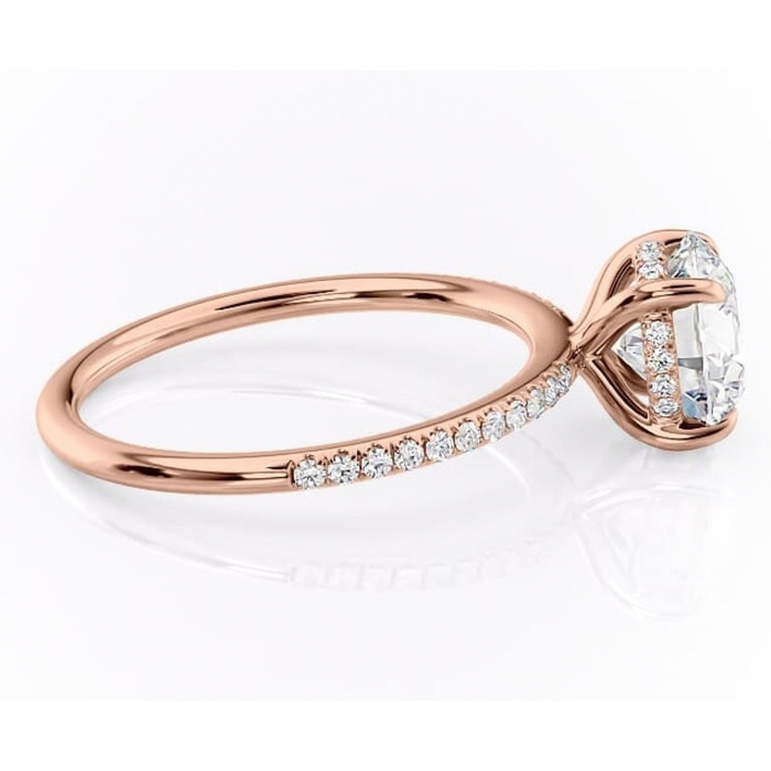 Inel de logodnă Isadora din aur Rose 14kt cu moissanite tăietură rotundă – Montură pavé rafinată pentru profil înalt | Personalizează și configurează gratuit online [2]