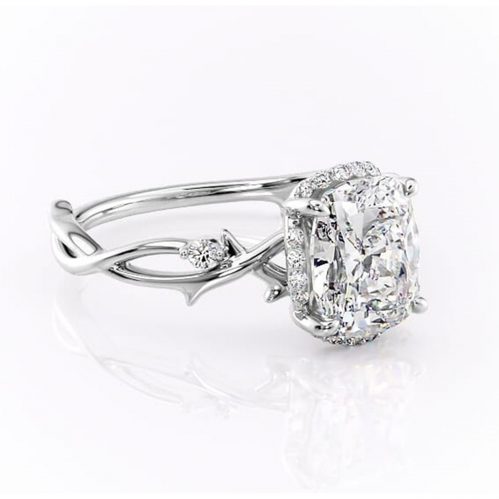 Inel de logodnă Isolde din aur Alb 14kt cu moissanite tăietură pernă – Halo rafinată pentru profil mediu | Personalizează și configurează gratuit online [1]