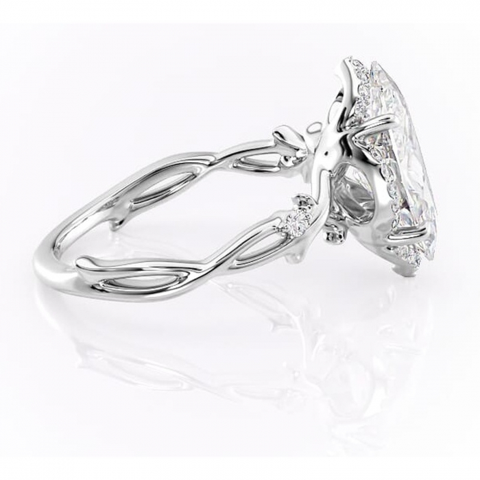 Inel de logodnă Isolde din aur Alb 14kt cu moissanite tăietură marquise – Halo rafinată pentru profil mediu | Personalizează și configurează gratuit online [2]