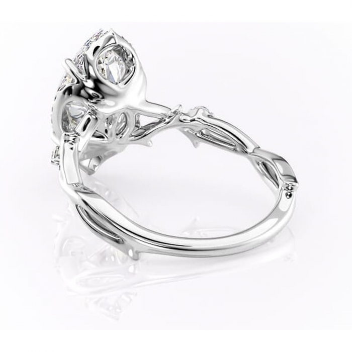 Inel de logodnă Isolde din aur Alb 14kt cu moissanite tăietură marquise – Halo rafinată pentru profil mediu | Personalizează și configurează gratuit online [4]