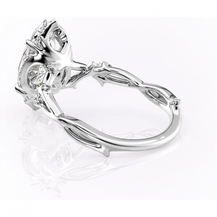 Inel de logodnă Isolde din aur Alb 14kt cu moissanite tăietură marquise – Halo rafinată pentru profil mediu | Personalizează și configurează gratuit online [5]
