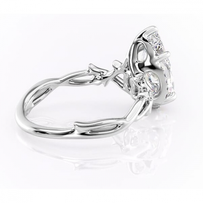 Inel de logodnă Isolde din aur Alb 14kt cu moissanite tăietură pară – Halo rafinată pentru profil mediu | Personalizează și configurează gratuit online [3]