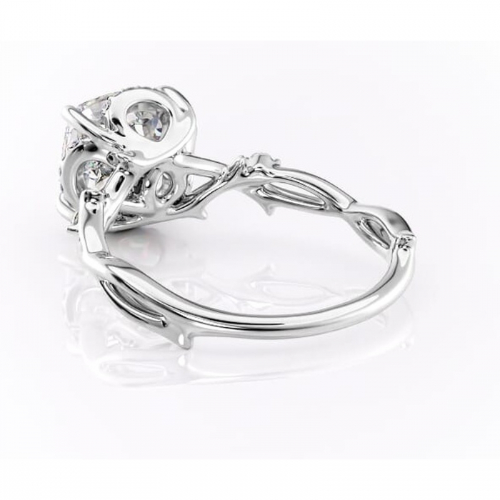 Inel de logodnă Isolde din aur Alb 18kt cu moissanite tăietură pernă – Halo rafinată pentru profil mediu | Personalizează și configurează gratuit online [4]