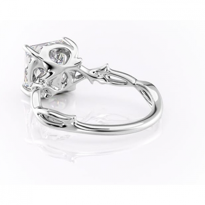 Inel de logodnă Isolde din aur Alb 14kt cu moissanite tăietură princess – Halo rafinată pentru profil mediu | Personalizează și configurează gratuit online [4]