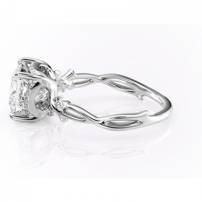 Inel de logodnă Isolde din aur Alb 14kt cu moissanite tăietură princess – Halo rafinată pentru profil mediu | Personalizează și configurează gratuit online [6]