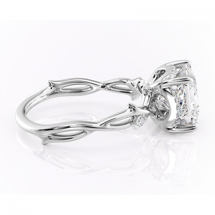 Inel de logodnă Isolde din aur Alb 14kt cu moissanite tăietură princess – Halo rafinată pentru profil mediu | Personalizează și configurează gratuit online [2]