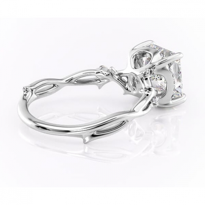 Inel de logodnă Isolde din aur Alb 14kt cu moissanite tăietură princess – Halo rafinată pentru profil mediu | Personalizează și configurează gratuit online [3]