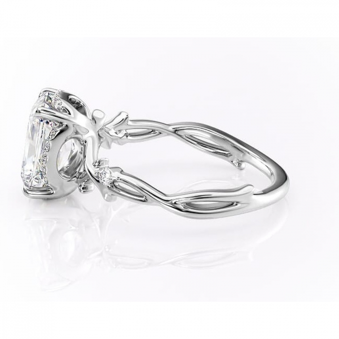 Inel de logodnă Isolde din aur Alb 14kt cu moissanite tăietură radiantă – Halo rafinată pentru profil mediu | Personalizează și configurează gratuit online [6]