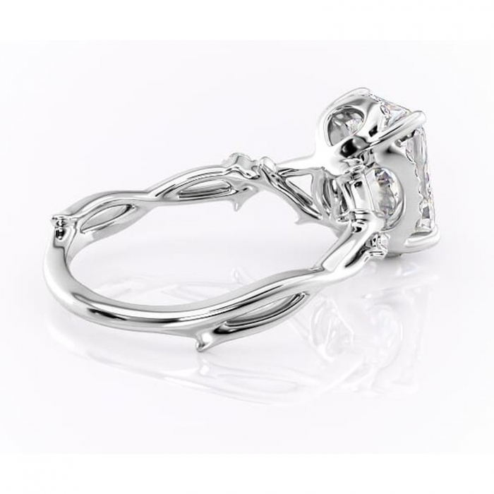 Inel de logodnă Isolde din aur Alb 14kt cu moissanite tăietură radiantă – Halo rafinată pentru profil mediu | Personalizează și configurează gratuit online [3]